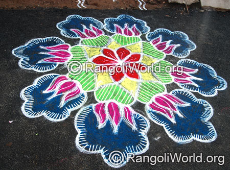Lotus freehand traditional rangoli aug2014