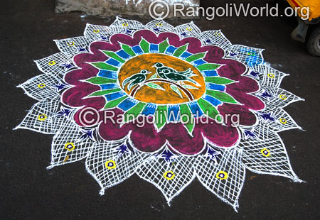 Love birds traditional rangoli aug2014