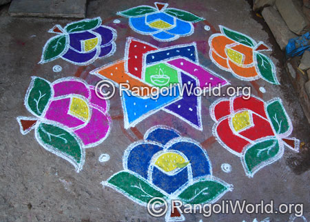 Rose star kolam aug2014