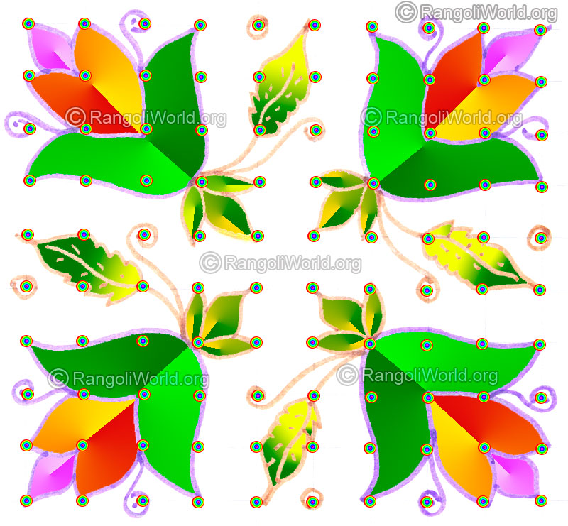 Blooming flower buds kolam may1 2015 with dots