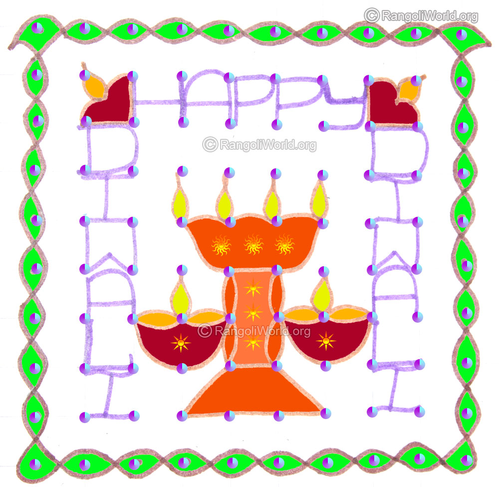 Diwali festival kuthu vilakku kolam may1 2015 with dots