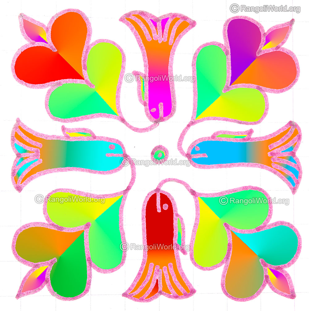 Easy flower and fish kolam may5 2015