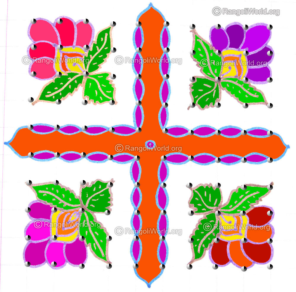 Flower kolam may1 2015 with dots
