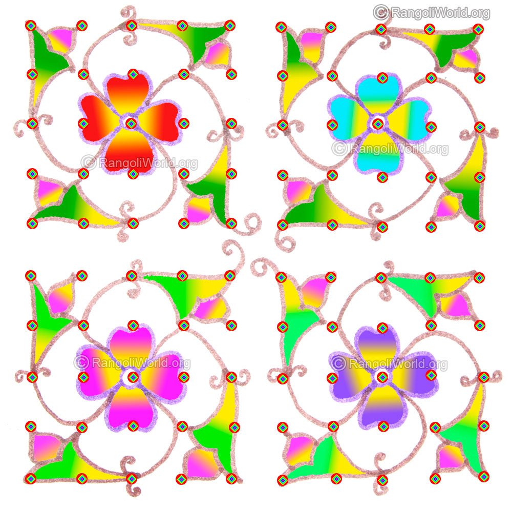 Flowers and buds kolam may1 2015 with dots