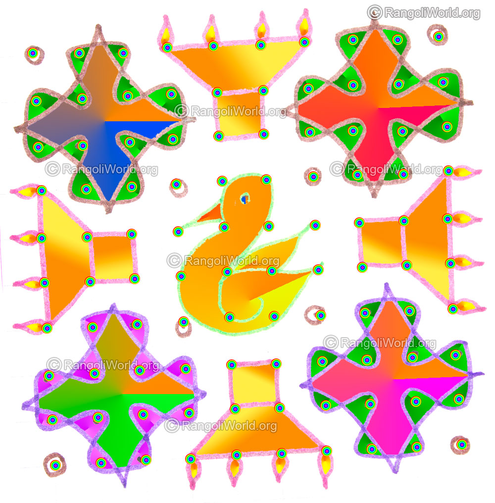 Lamp duck pinnal puja kolam 10 to 10 parallel dots may5 2015