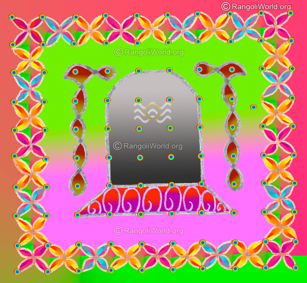 Maha shivaratri shiva linga pooja kolam feb 2015 with dots