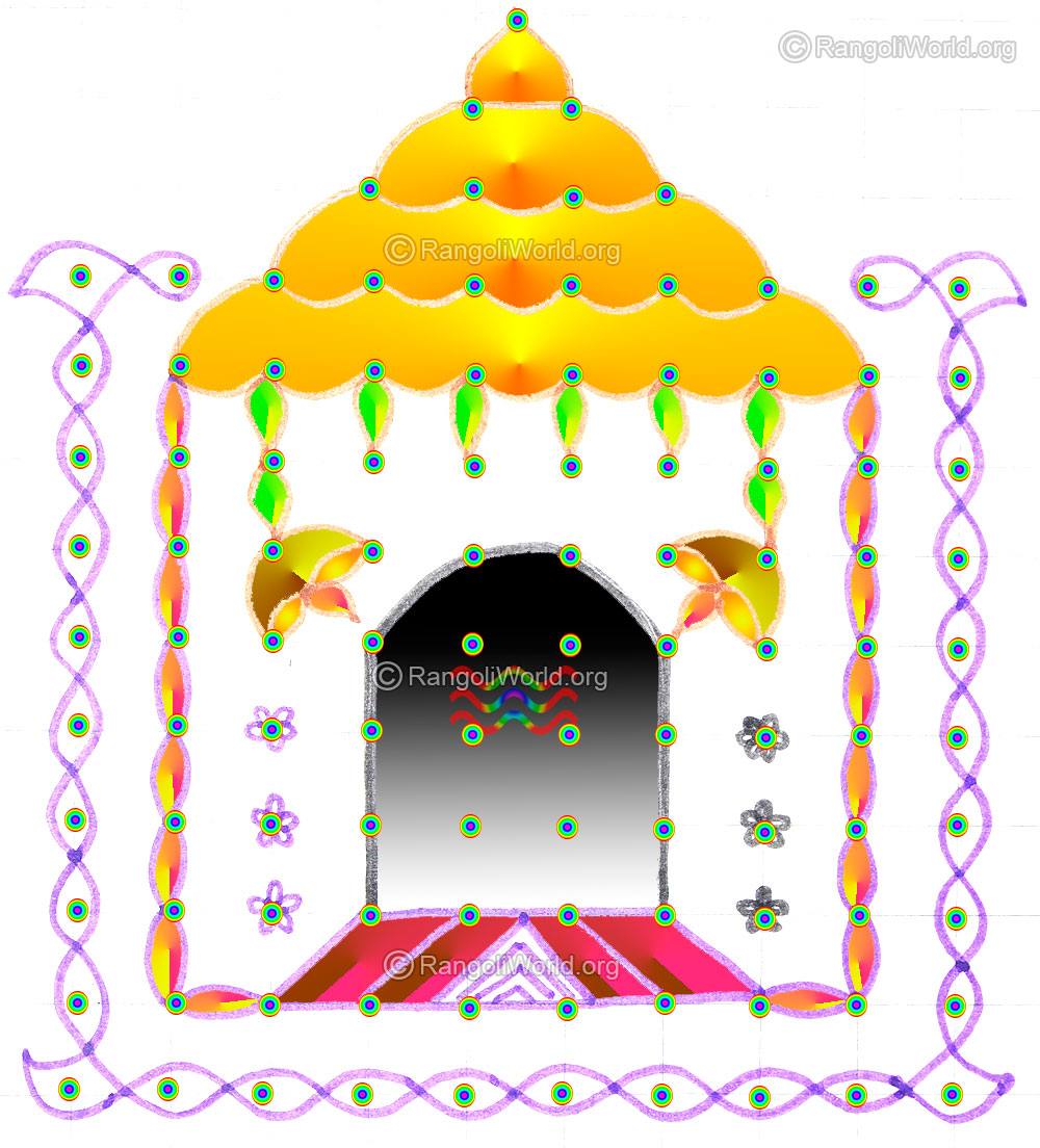 Shiva lingam pradosha puja kolam feb17 2015 with dots