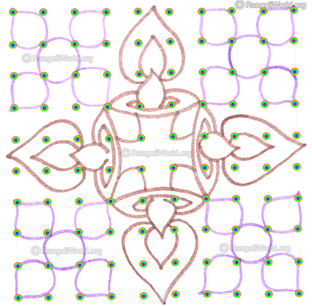 Simple diwali deepam puja flower kolam may5 2015 pencil outline