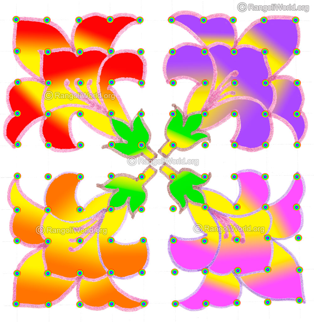 Simple flower kolam may5 2015 with dots