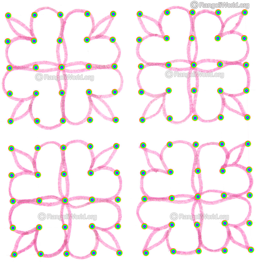 Simple heart shaped flower kolam may5 2015 pencil outline