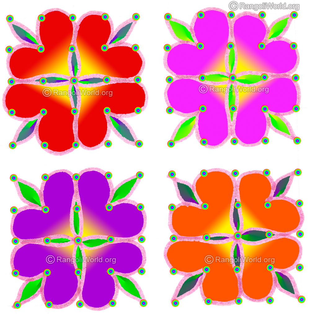 Simple heart shaped flower kolam may5 2015 with dots