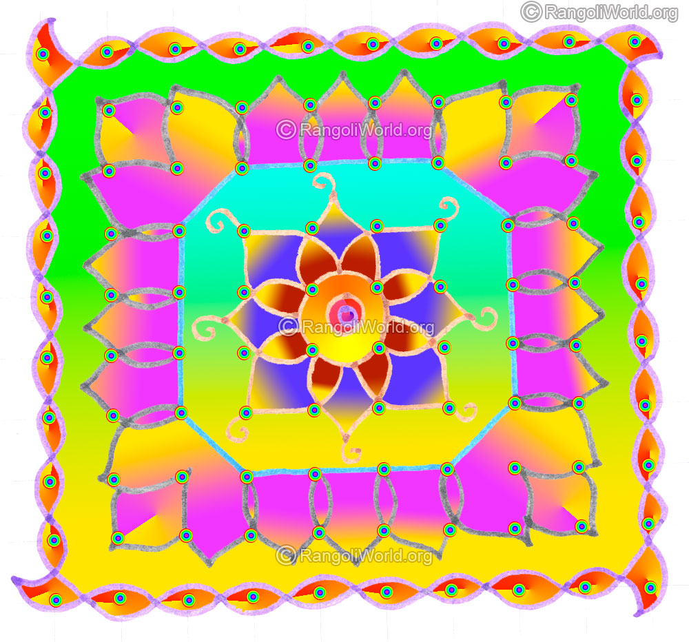 Simple pooja room flowers sikku kolam may1 2015 with dots