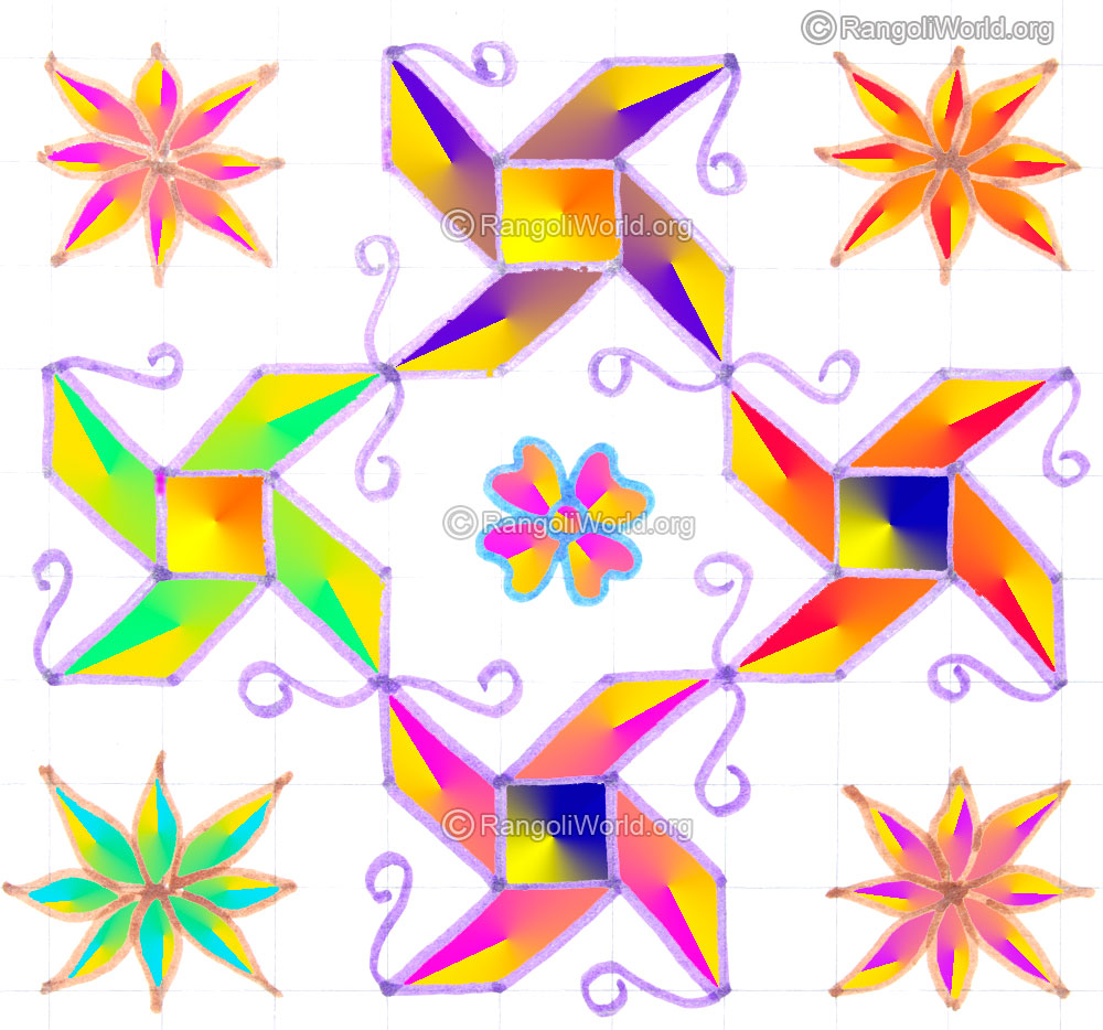 Simple swastik flower pooja kolam may1 2015