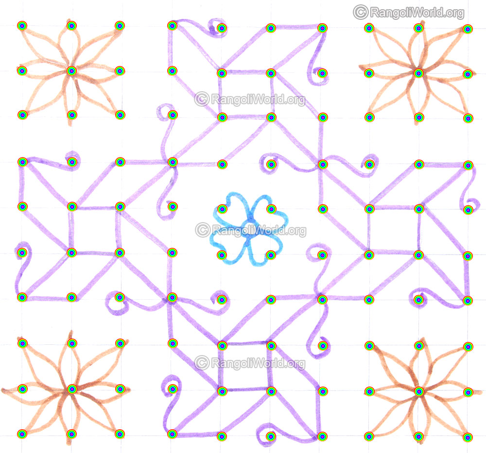 Simple swastik flower pooja kolam may1 2015 pencil outline