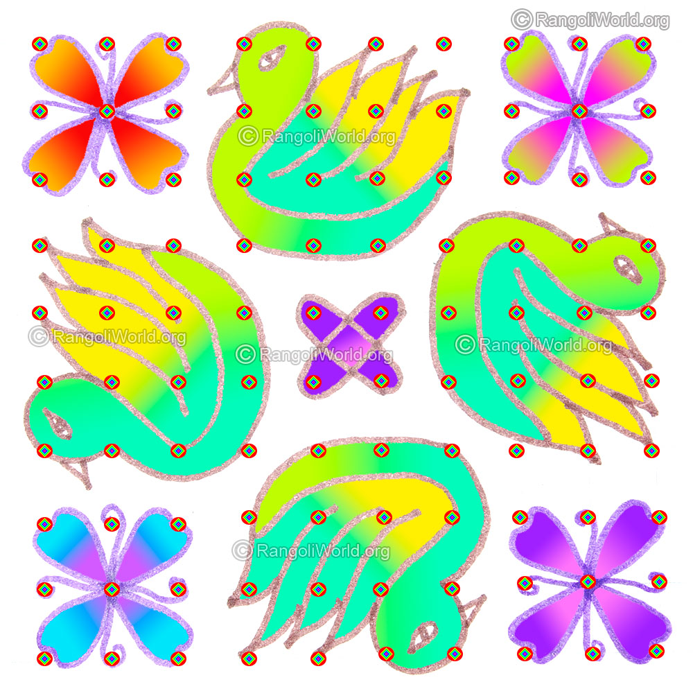 Swan bird and flower kolam may1 2015