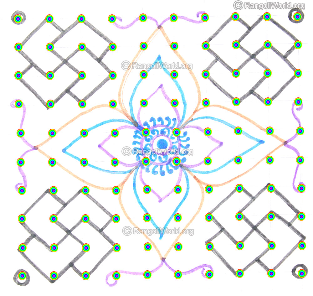 Swastik pooja room kolam may1 2015 pencil outline