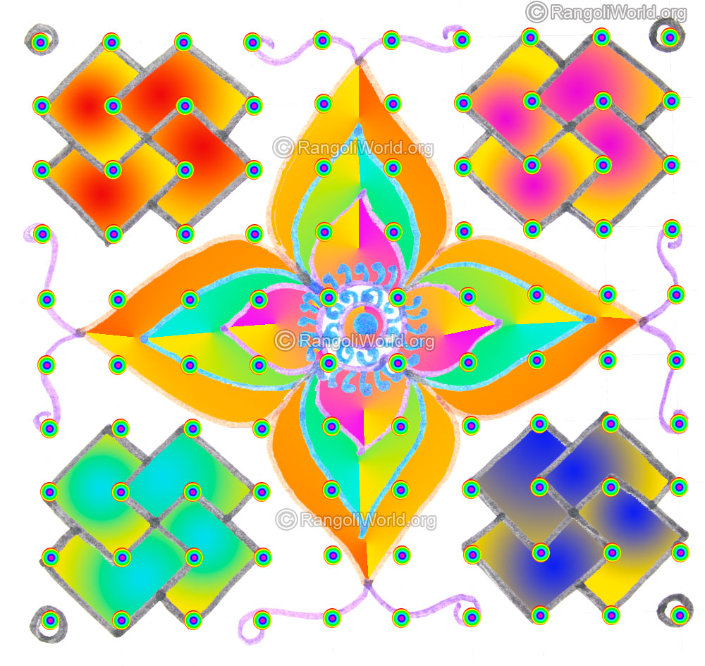 Swastik pooja room kolam may1 2015 with dots