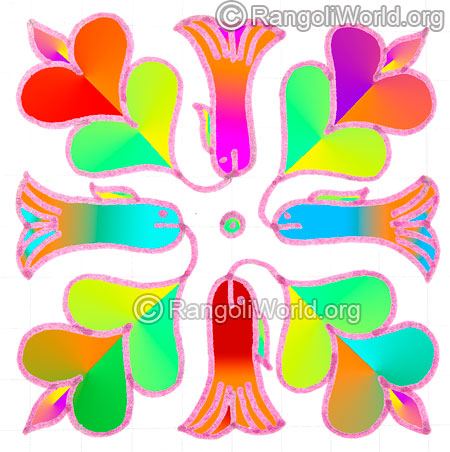 Easy flower and fish kolam may5 2015