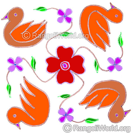 Simple duck bird flower kolam may1 2015