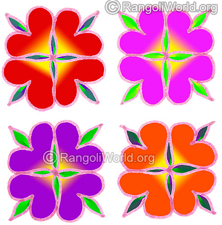 Simple heart shaped flower kolam may5 2015