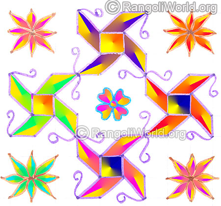 Simple swastik flower pooja kolam may1 2015