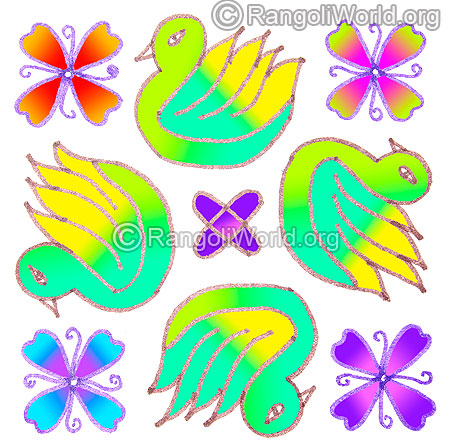 Swan bird and flower kolam may1 2015
