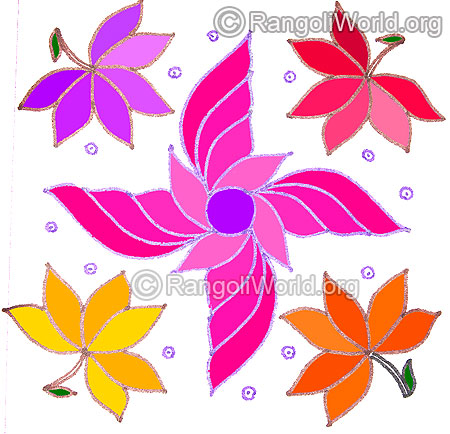 Swastik pink flowers kolam may1 2015