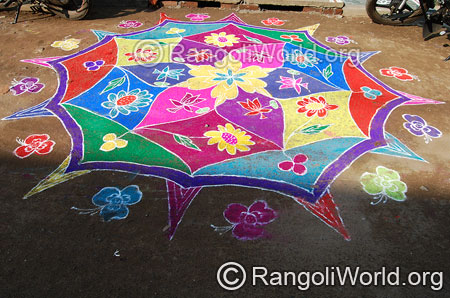 Festival flower freehand rangoli april14 2015