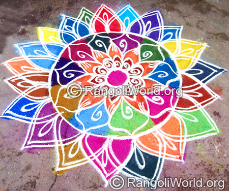 Festival pooja freehand rangoli april14 2015