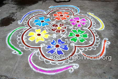 Flower freehand festival rangoli april14 2015