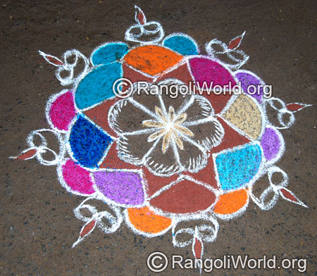 Lamp vilakku freehand rangoli april14 2015