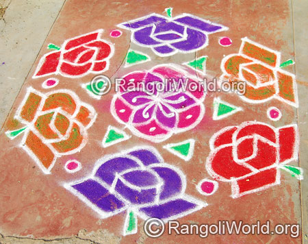 Rose flower street kolam april14 2015