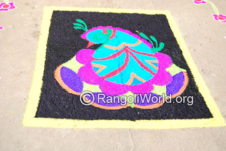 Simple bird carpet freehand rangoli april14 2015
