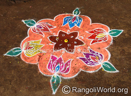 Simple lotus freehand rangoli april13 2015