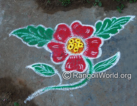 Single flower freehand rangoli april14 2015