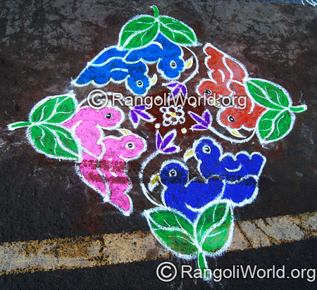 Twin bird street kolam april14 2015