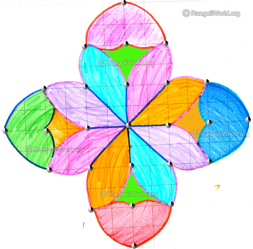 7 pulli flower kolam april24 2015 with dots