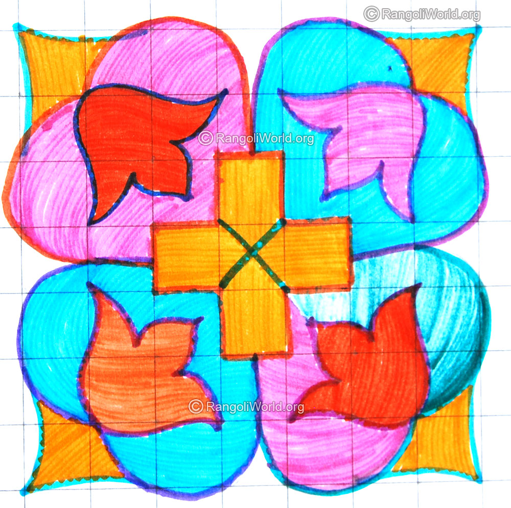 8 pulli simple flower kolam april24 2015
