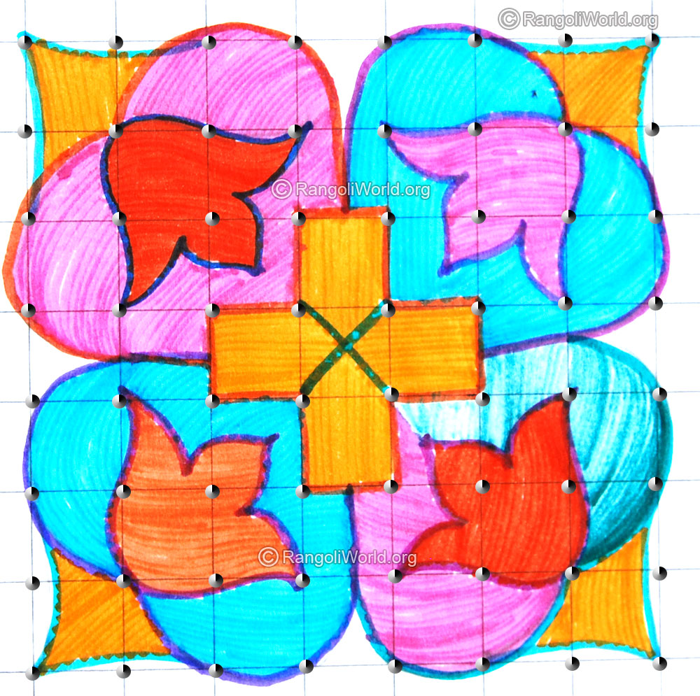 8 pulli simple flower kolam april24 2015 with dots