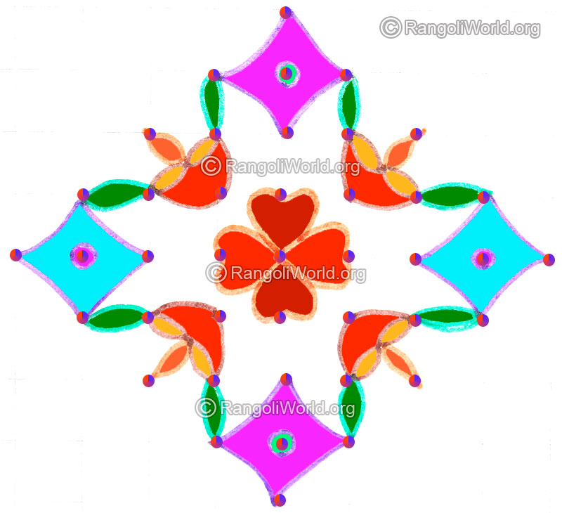 Agal vilakku kolam with dots