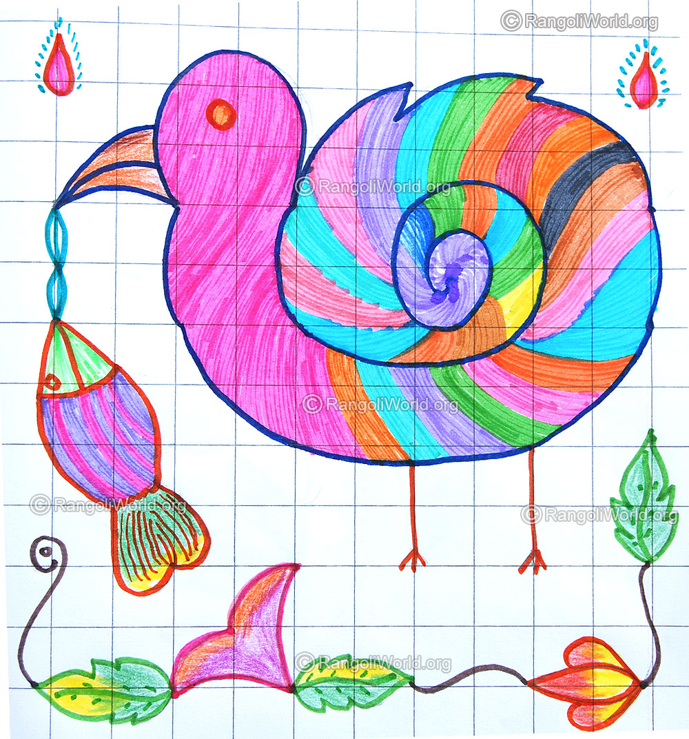Bird with fish kolam april24 2015