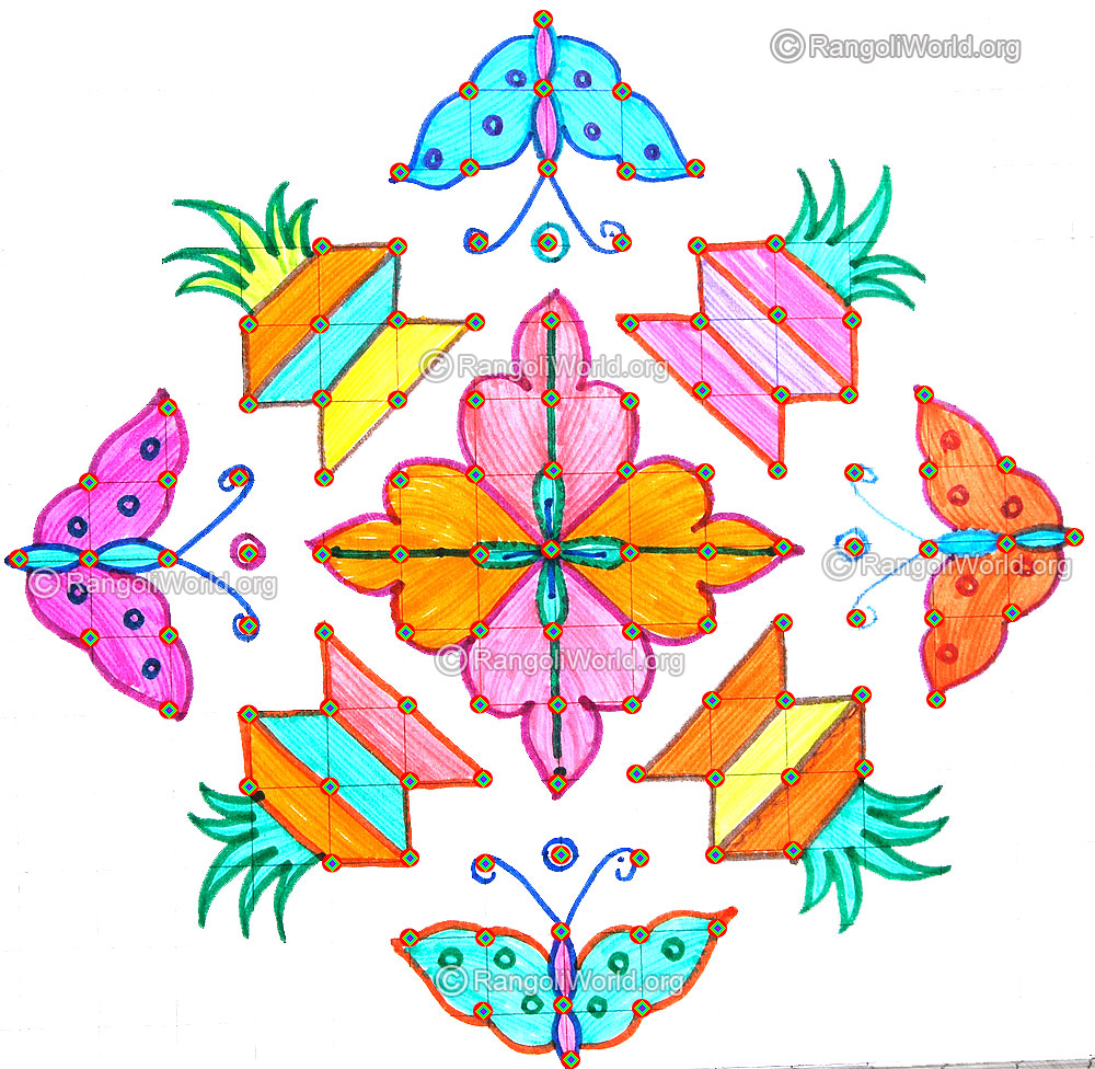 Butterflies kalasam kolam april24 2015 with dots