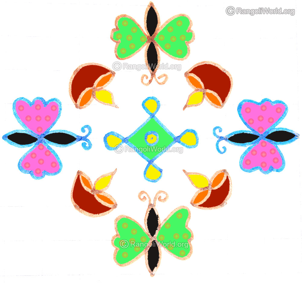 Butterfly agal vilakku kolam