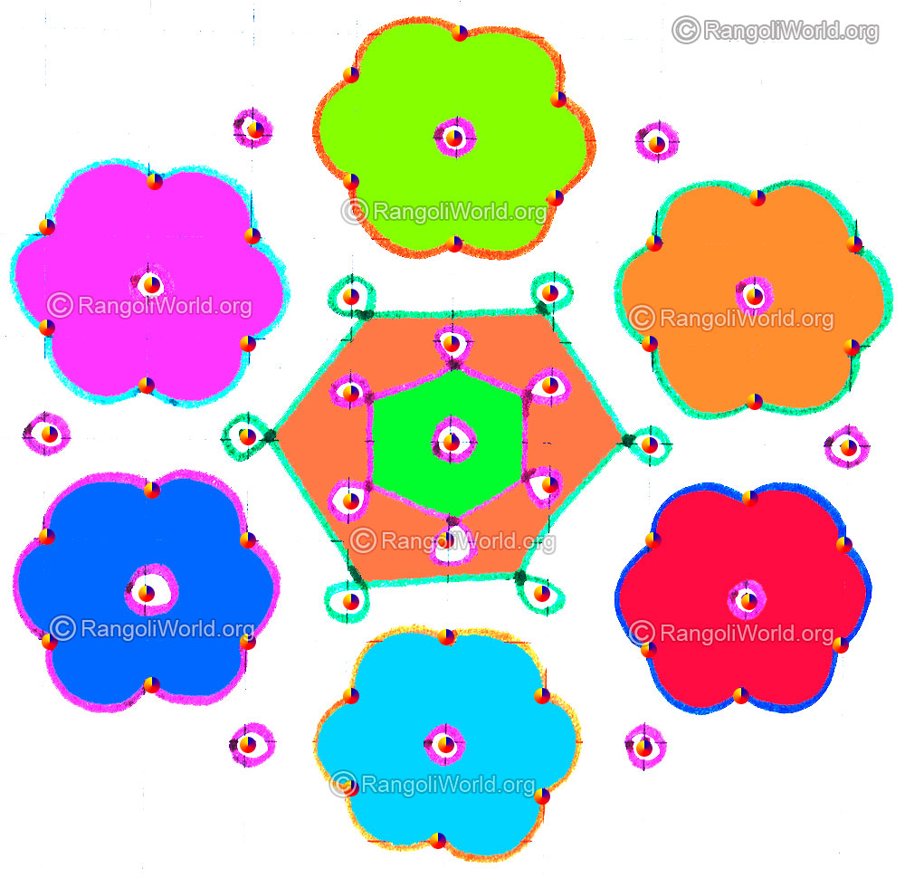 Easy poo kolam april24 2015 with dots