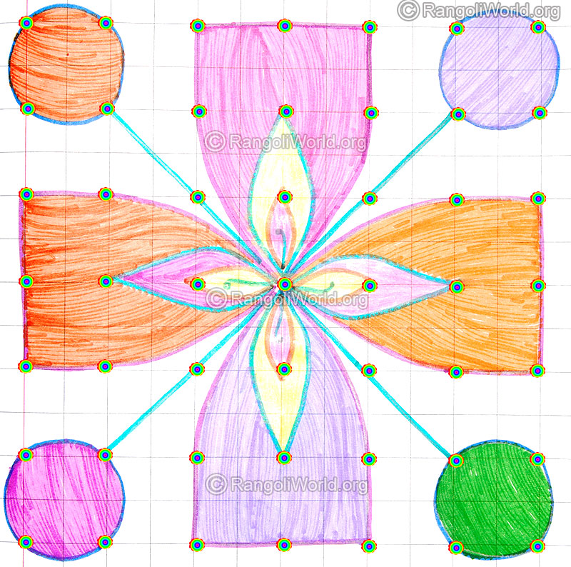 Flower circle kolam may8 2015 with dots
