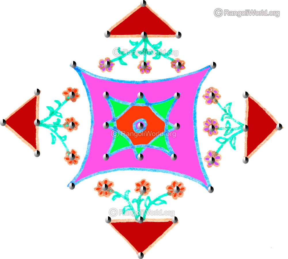Flower plants in pot kolam april24 2015 with dots