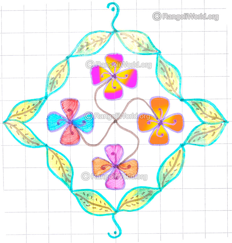 Flowers and leaf kolam may8 2015
