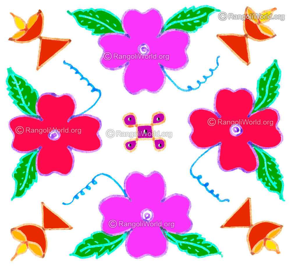 Karthigai deepam and flowers kolam april24 2015
