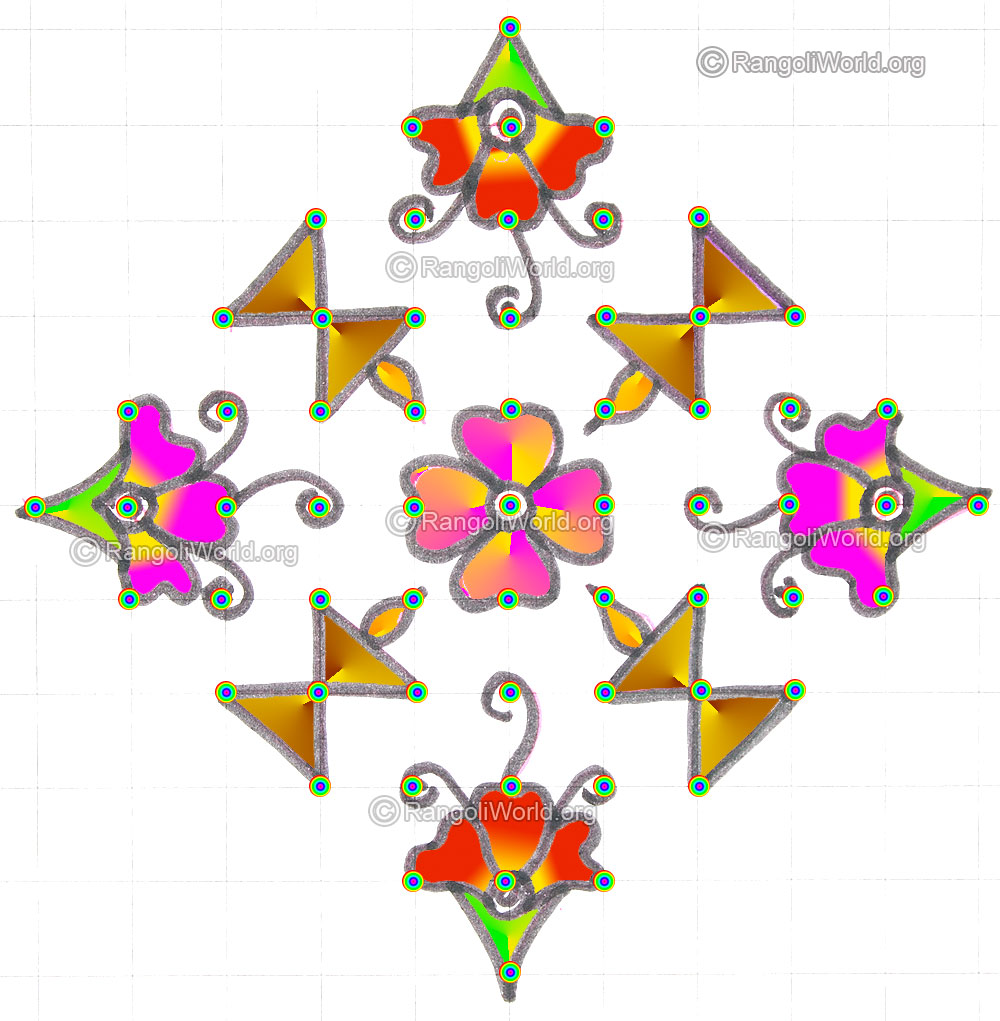 Karthigai deepam flower kolam may8 2015 with dots