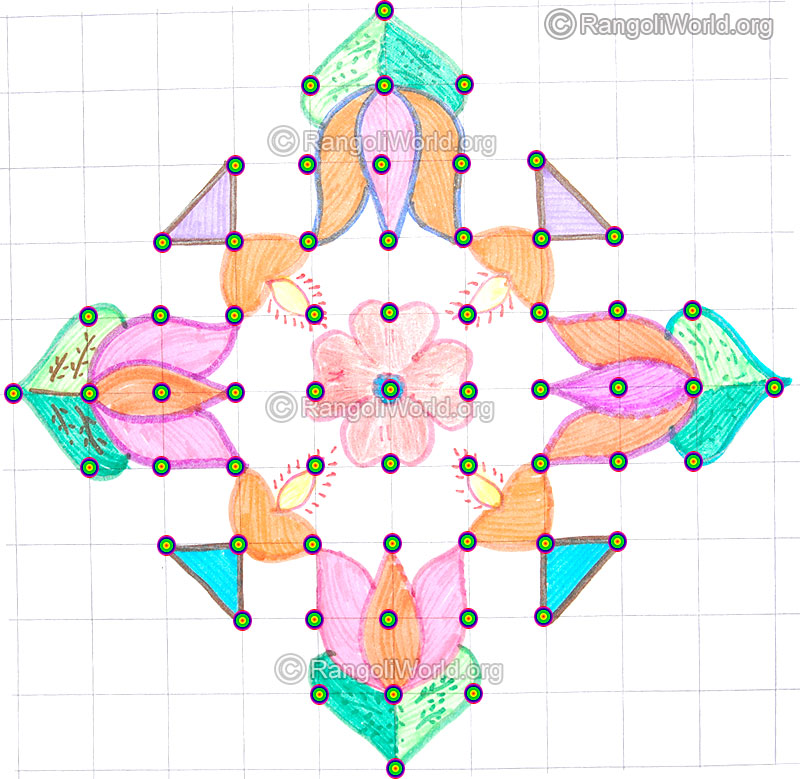 Lotus deepam kolam may8 2015 with dots